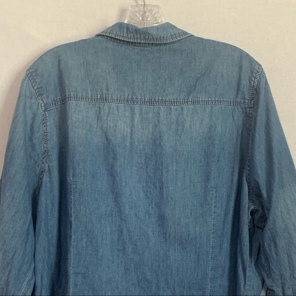 Pure Energy Size 2 Blue Jean Dress Roll Tab Sleeves Front Pockets - Picture 5 of 10